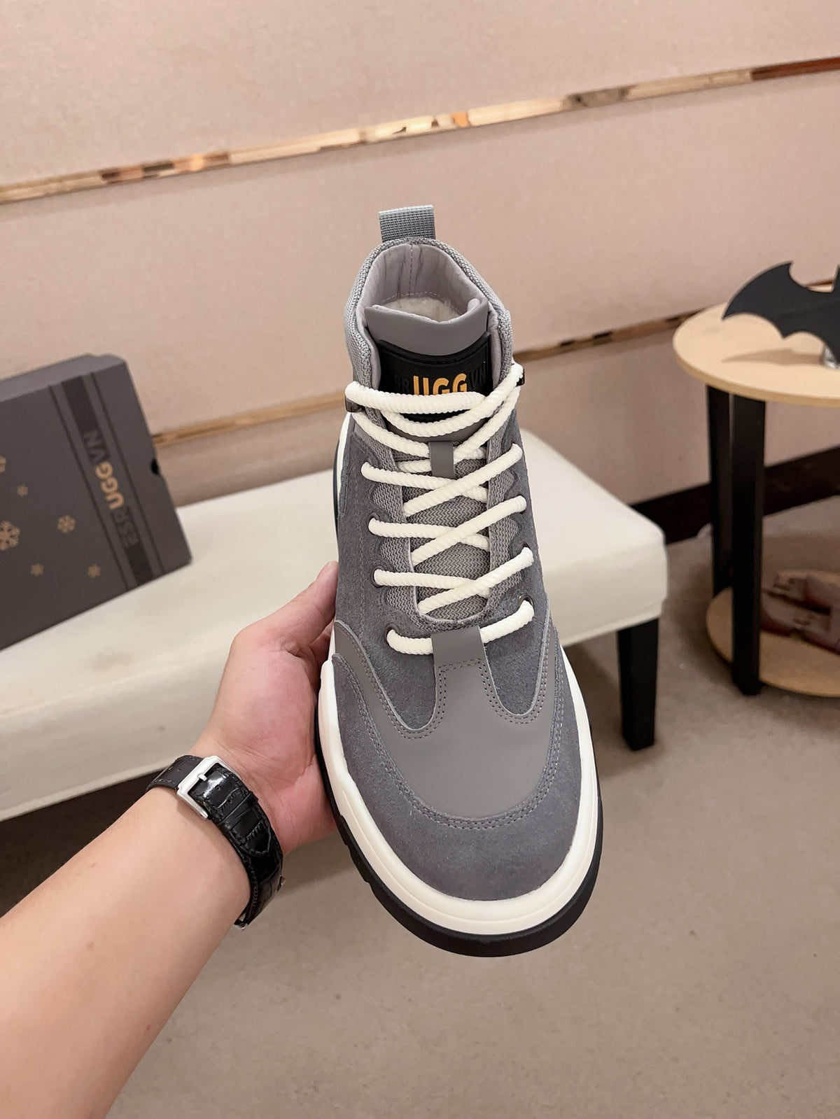 UGG Gray High-Top Sculpted-Sole Sneakers