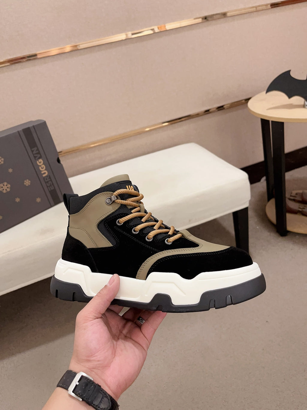 UGG Black & Taupe High-Top Sculpted-Sole Sneakers