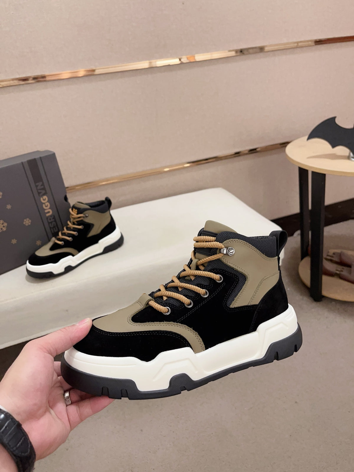 UGG Black & Taupe High-Top Sculpted-Sole Sneakers