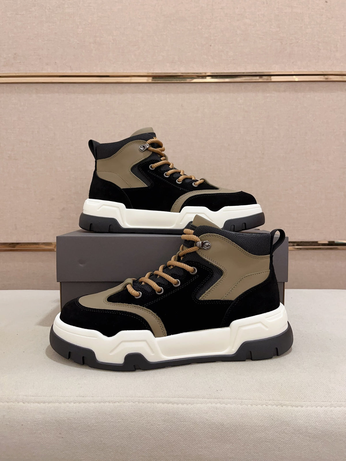 UGG Black & Taupe High-Top Sculpted-Sole Sneakers