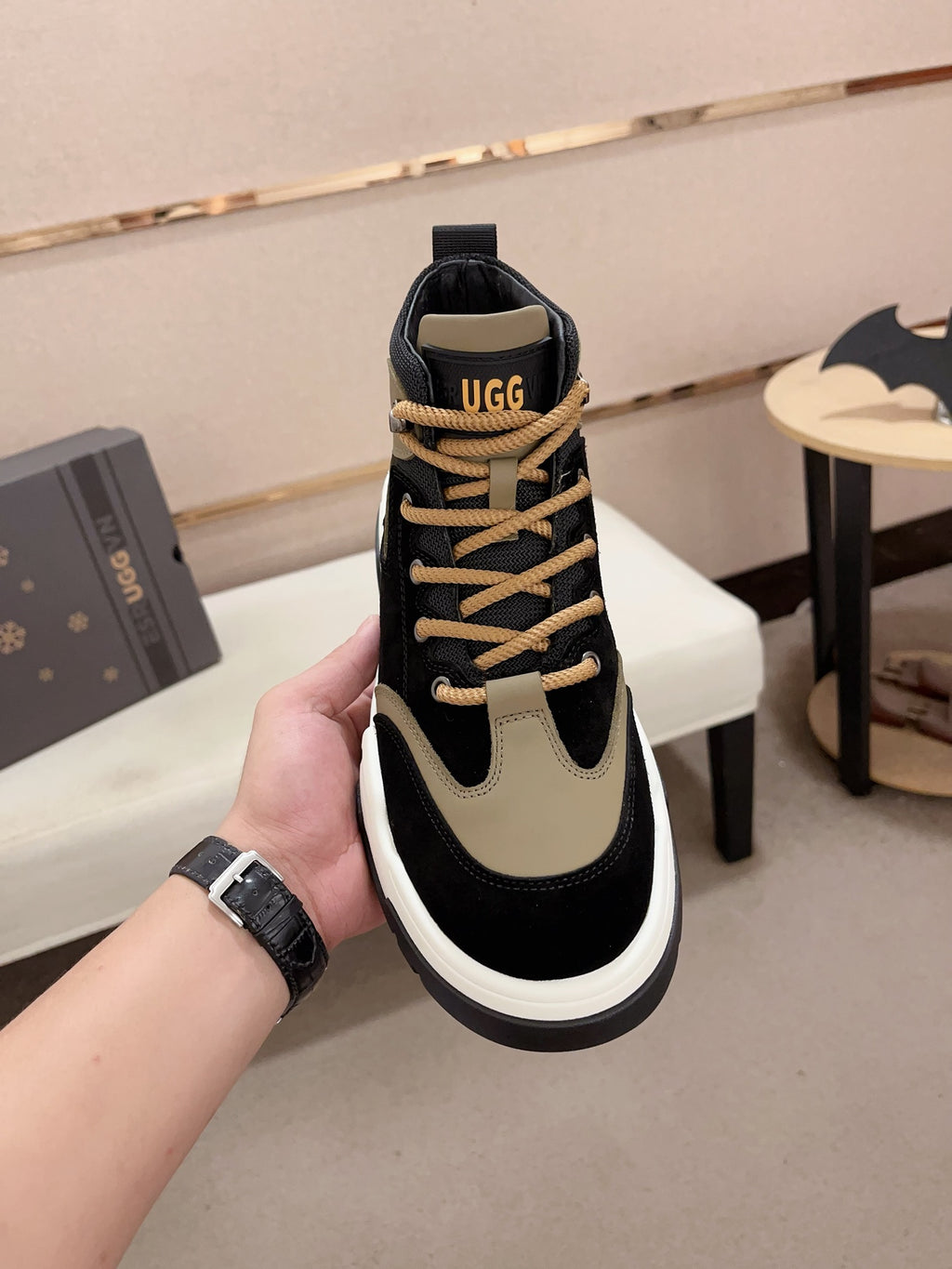 UGG Black & Taupe High-Top Sculpted-Sole Sneakers