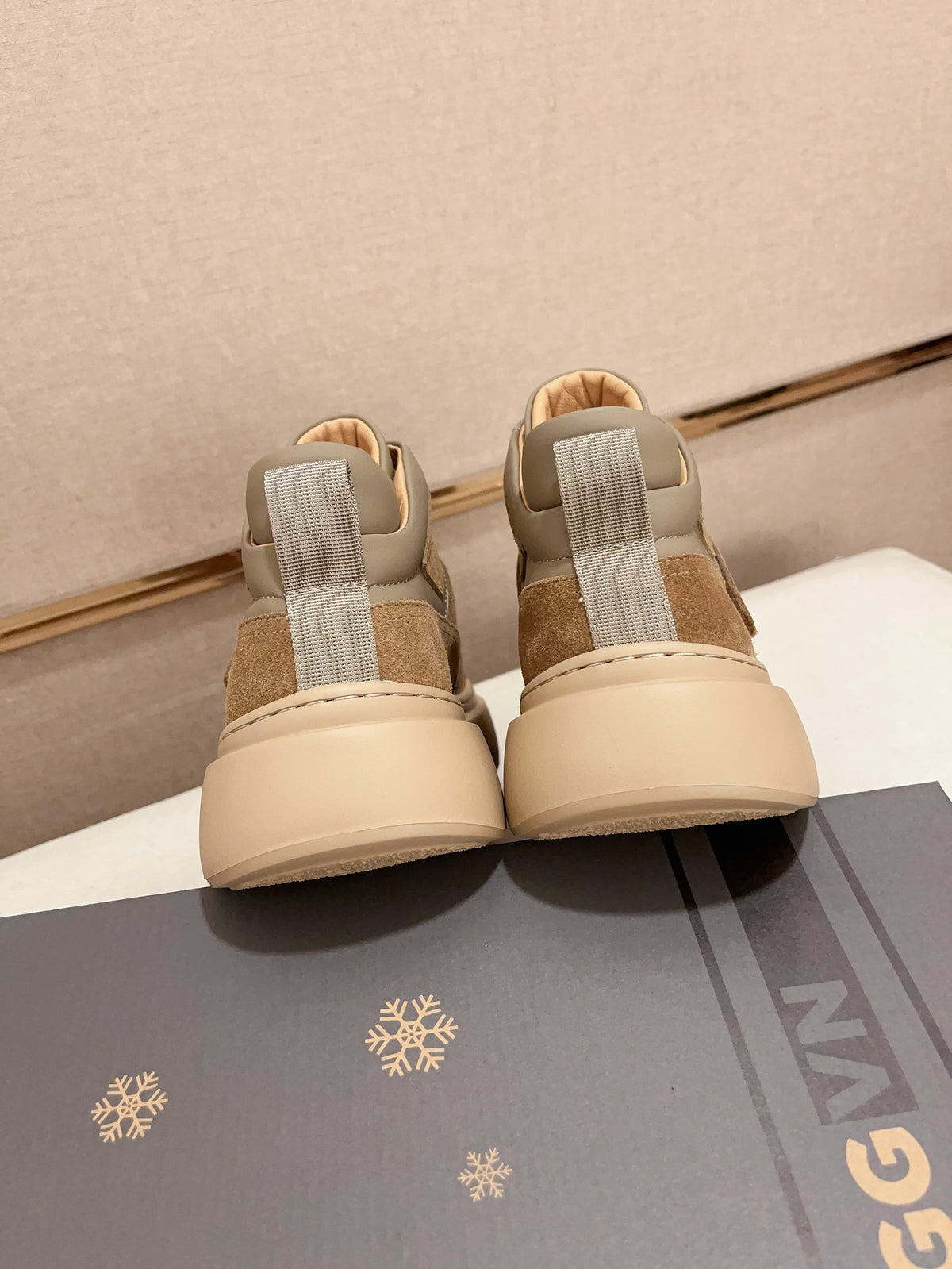 UGG Tan & Taupe Strap-Detail High-Top Platform Sneakers