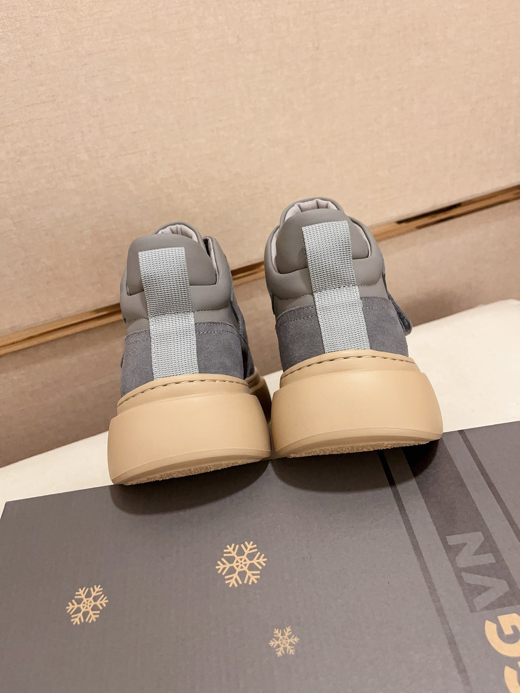 UGG Gray Strap-Detail High-Top Platform Sneakers