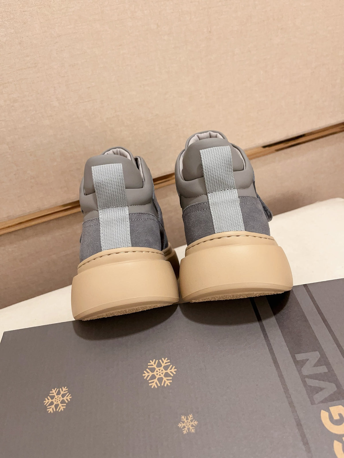 UGG Gray Strap-Detail High-Top Platform Sneakers