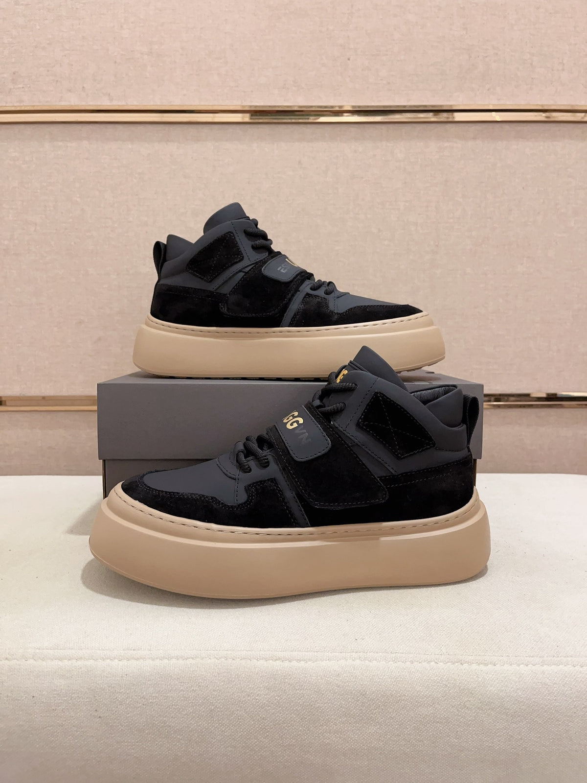 UGG Black Strap-Detail High-Top Platform Sneakers