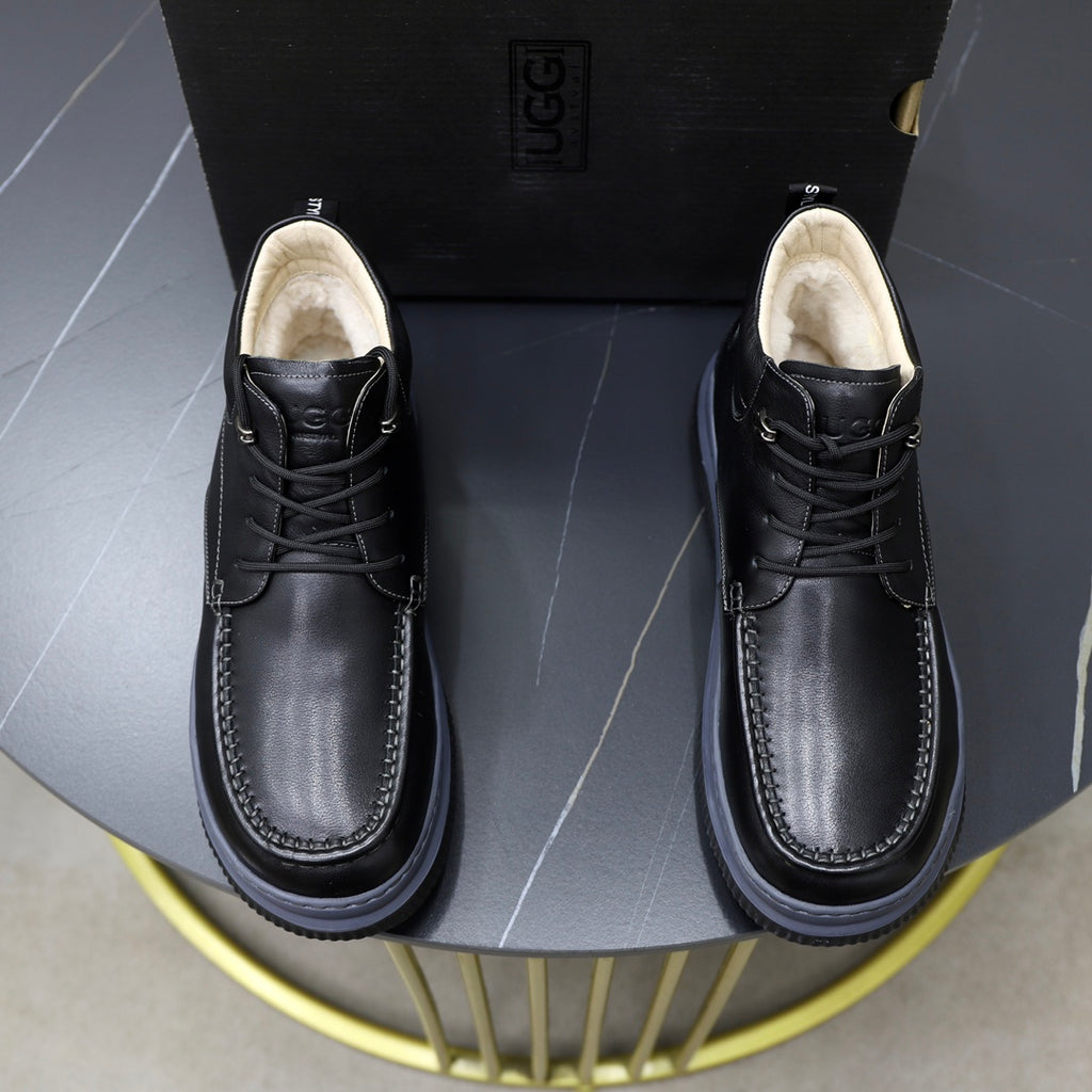UGG Black Moc-Toe Lace-Up Ankle Boots