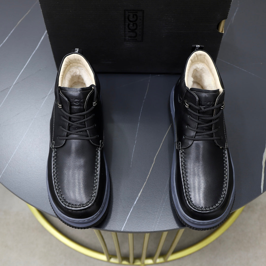 UGG Black Moc-Toe Lace-Up Ankle Boots