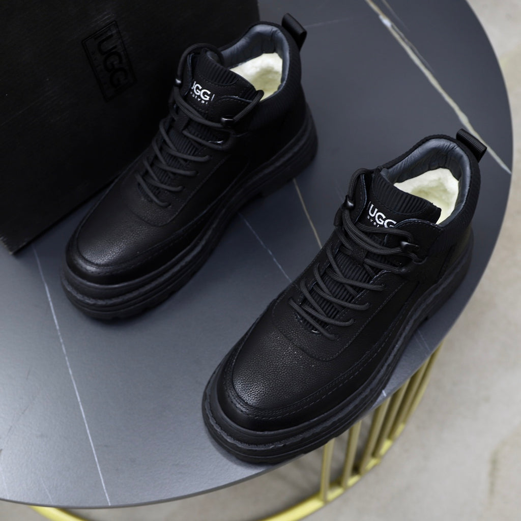 UGG Black Textured-Sole Lace-Up Ankle Boots