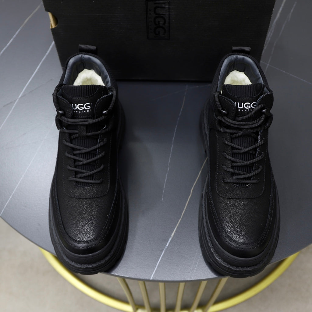 UGG Black Textured-Sole Lace-Up Ankle Boots