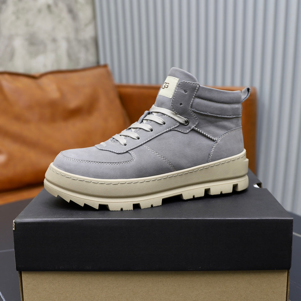 UGG Gray Lug-Sole Lace-Up Ankle Boots