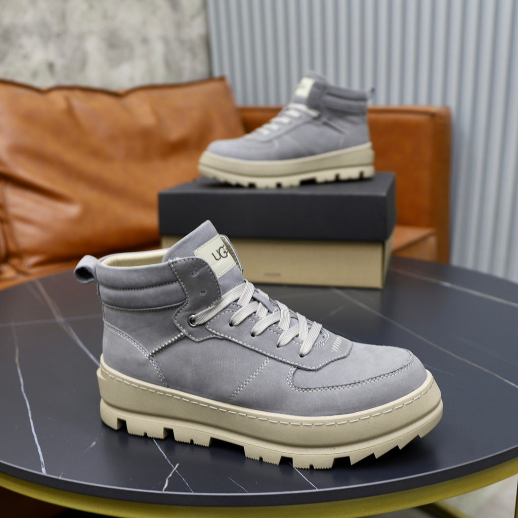 UGG Gray Lug-Sole Lace-Up Ankle Boots