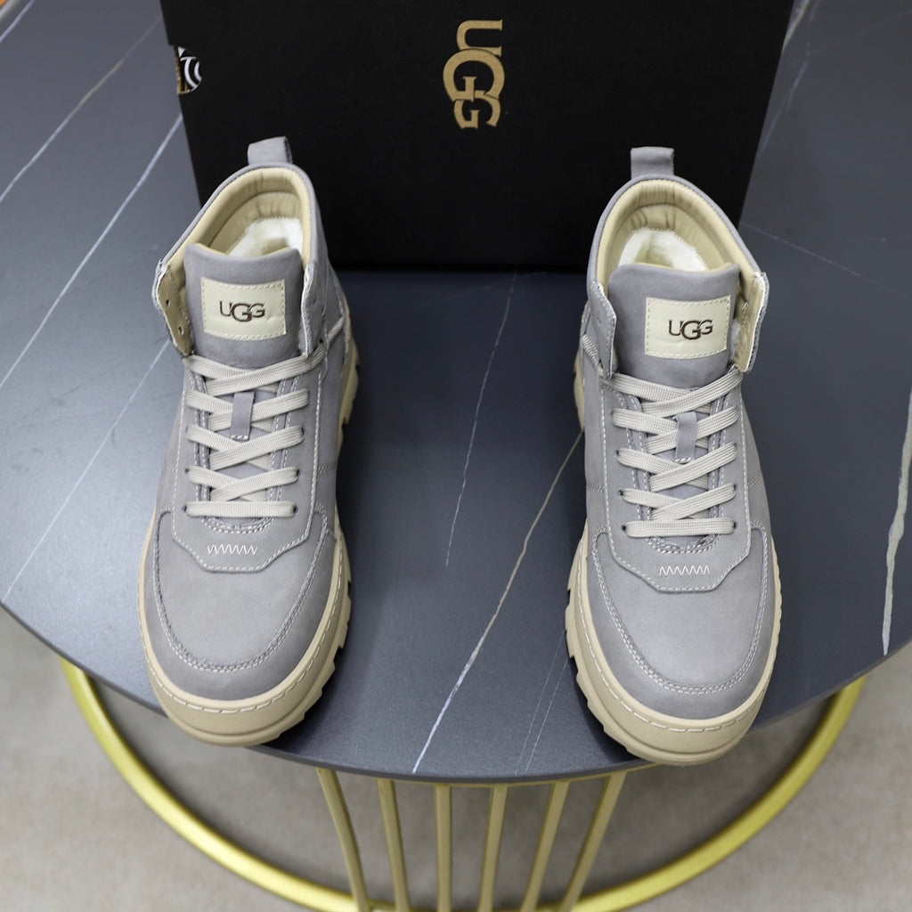 UGG Gray Lug-Sole Lace-Up Ankle Boots
