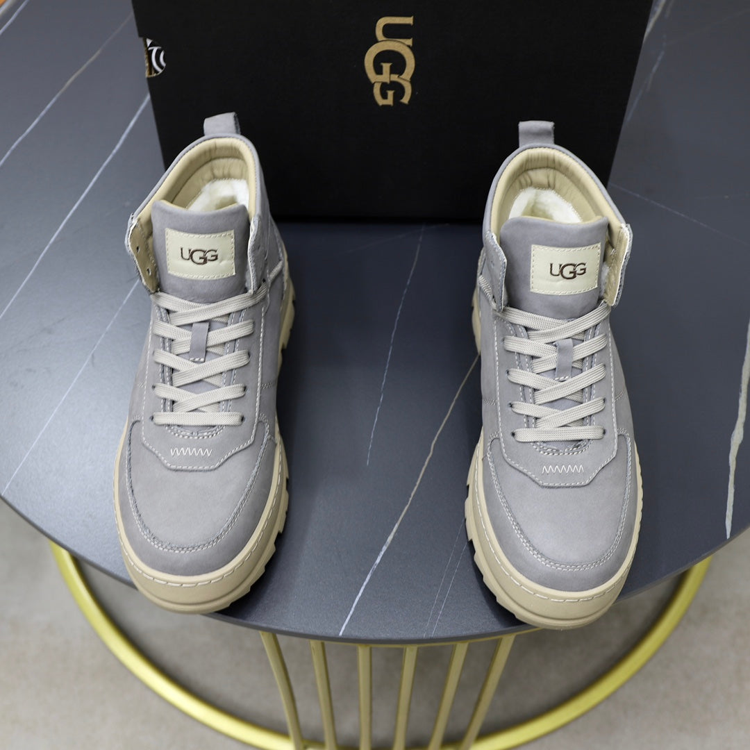 UGG Gray Lug-Sole Lace-Up Ankle Boots
