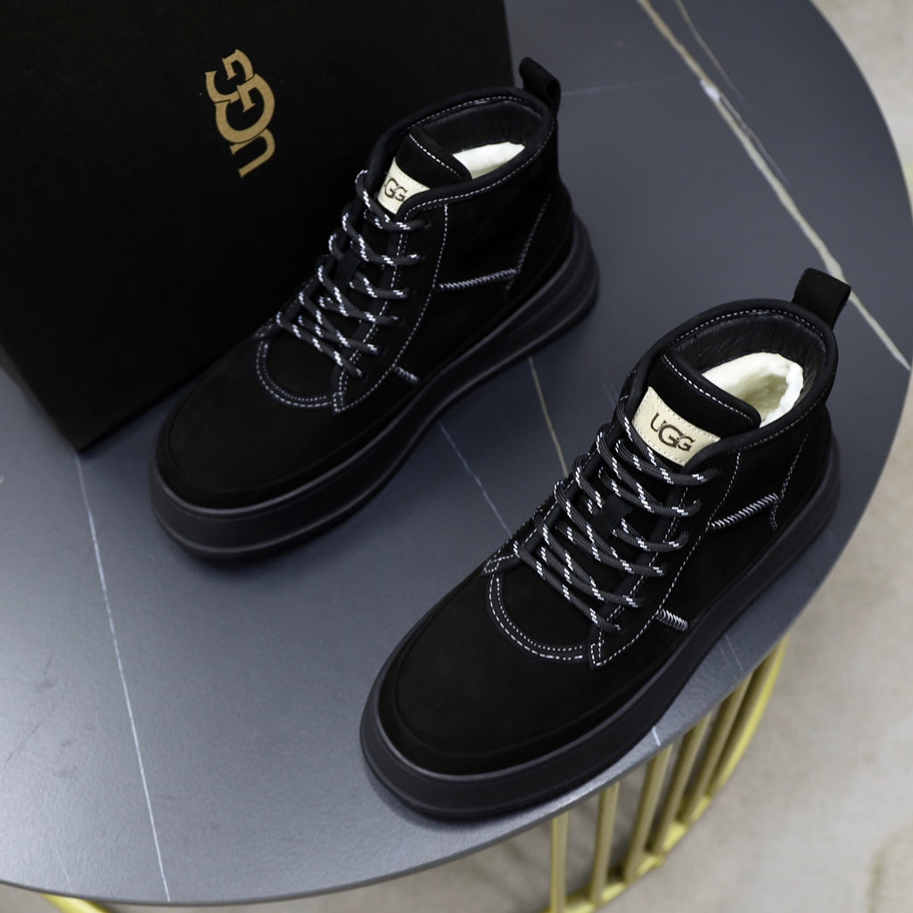 UGG Black Sculpted-Sole Lace-Up Ankle Boots
