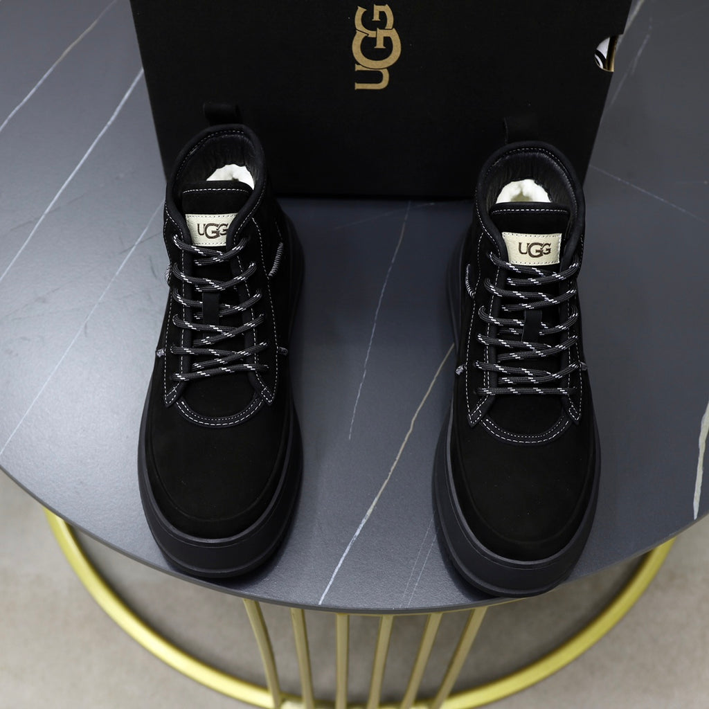 UGG Black Sculpted-Sole Lace-Up Ankle Boots