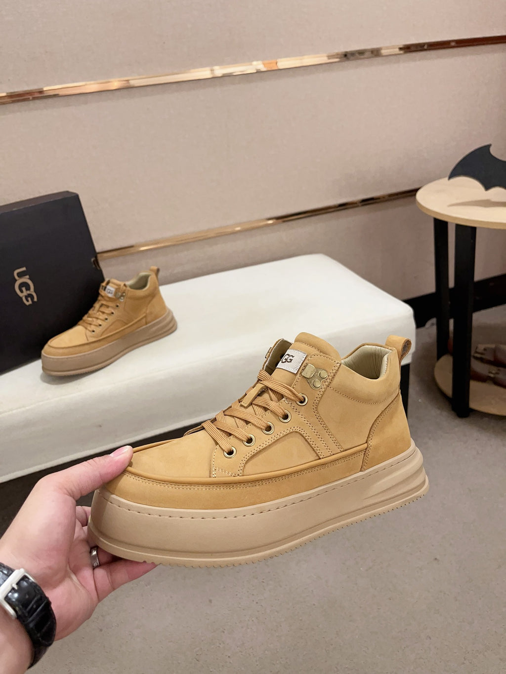 UGG Sand Lace-Up Platform Sneakers