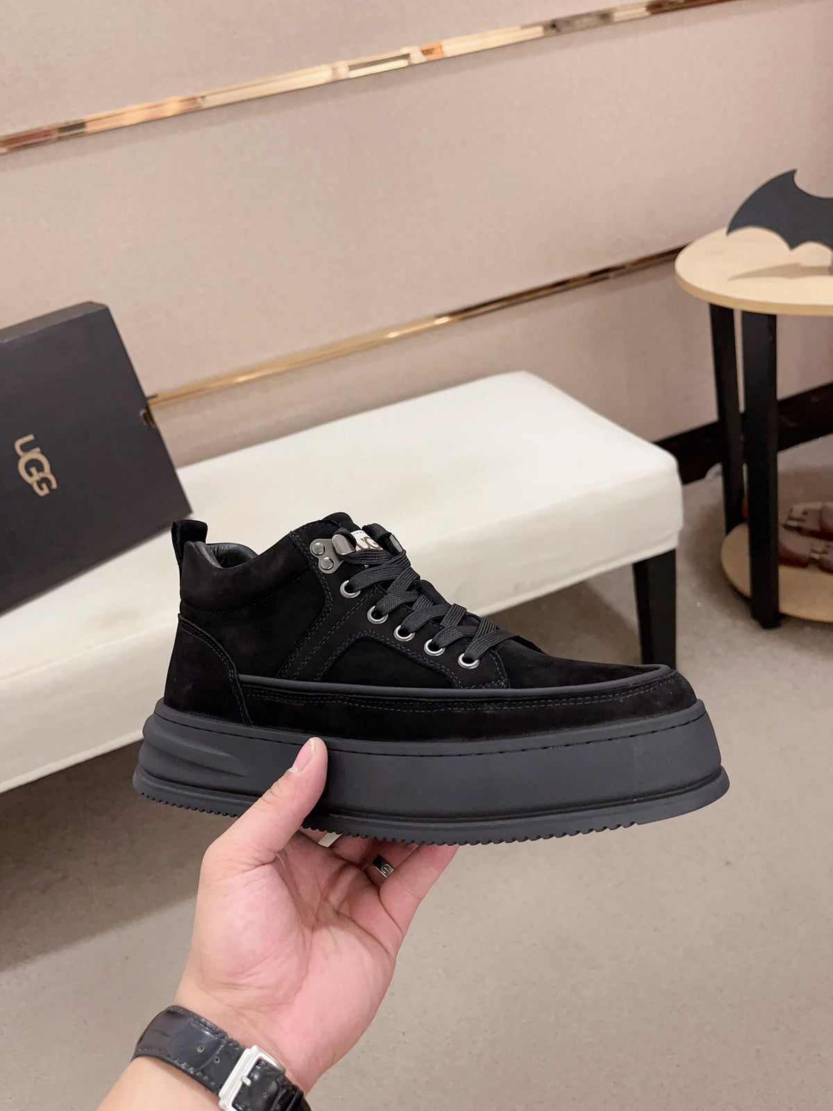 UGG Black Lace-Up Platform Sneakers