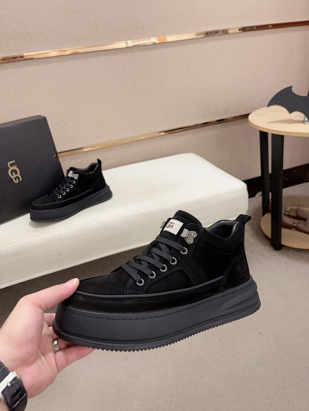 UGG Black Lace-Up Platform Sneakers