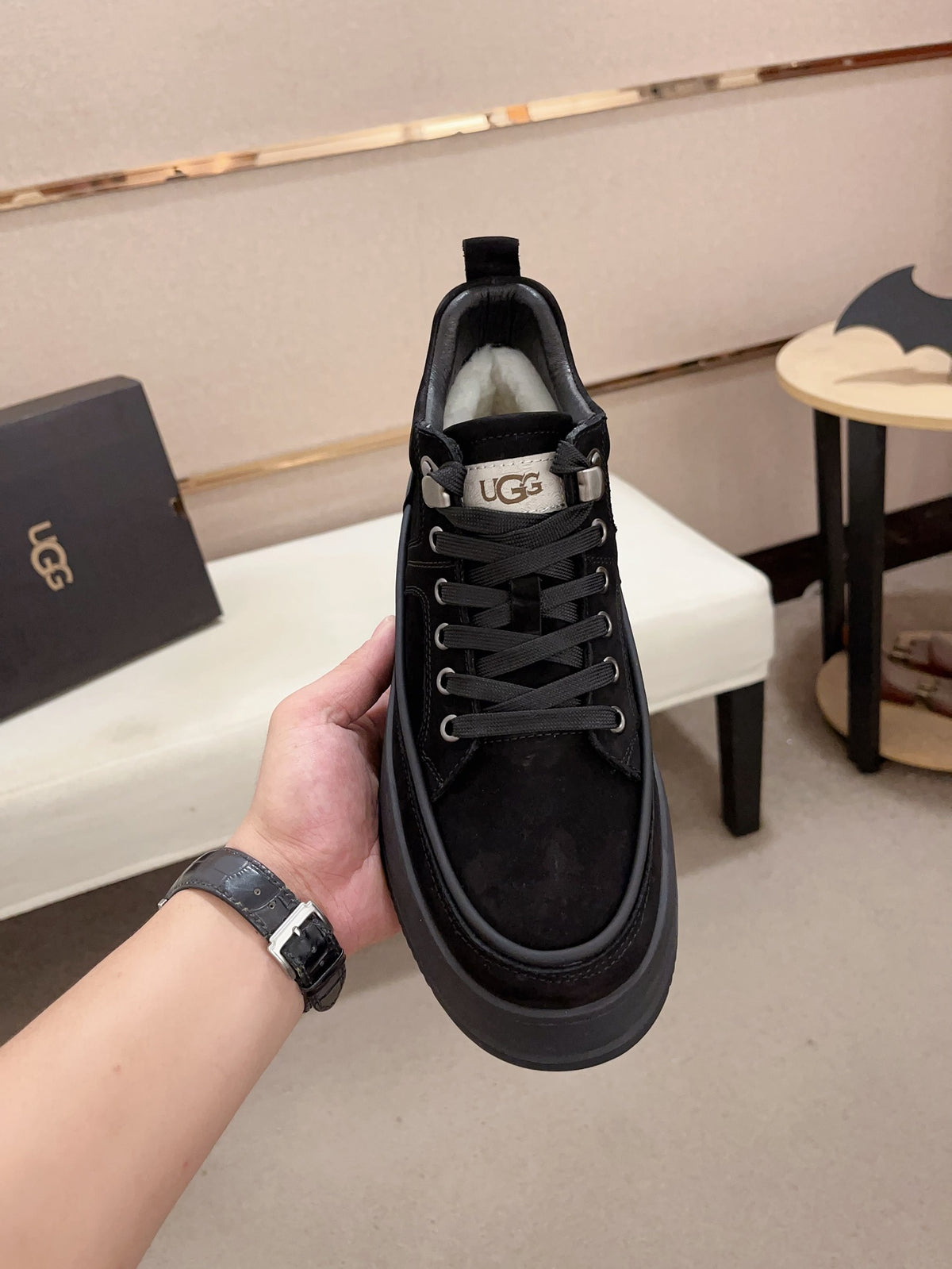 UGG Black Lace-Up Platform Sneakers