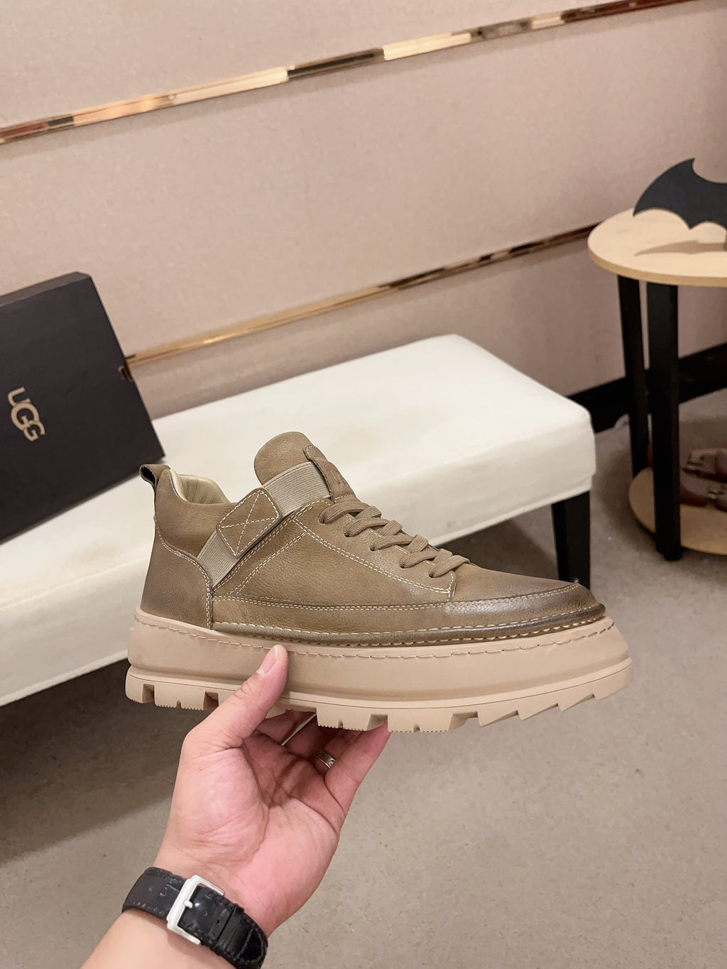 UGG Taupe Strap-Detail Lug-Sole Platform Sneakers