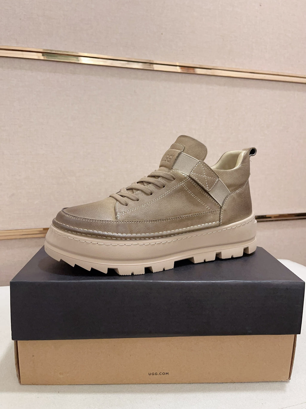 UGG Taupe Strap-Detail Lug-Sole Platform Sneakers