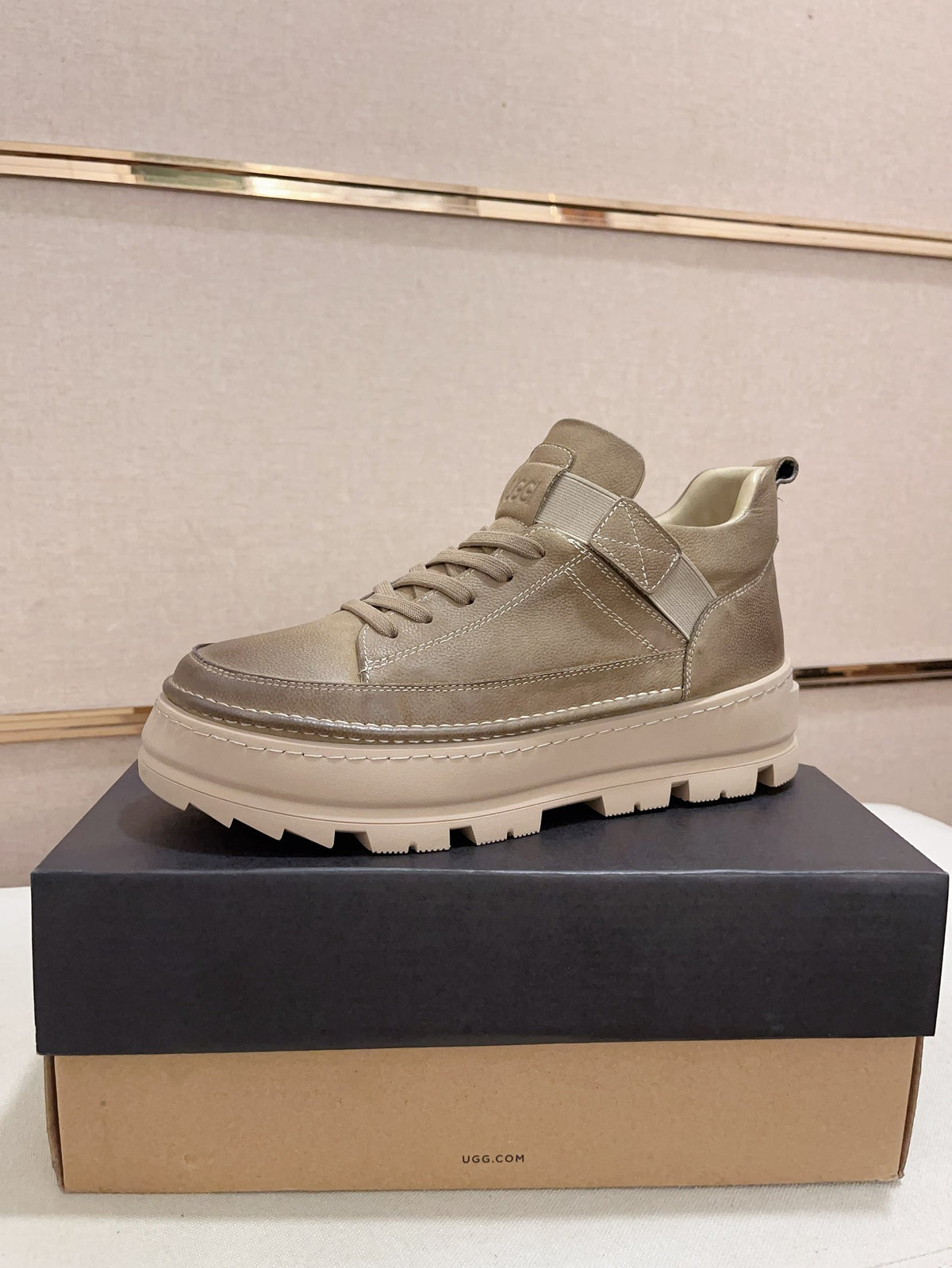 UGG Taupe Strap-Detail Lug-Sole Platform Sneakers