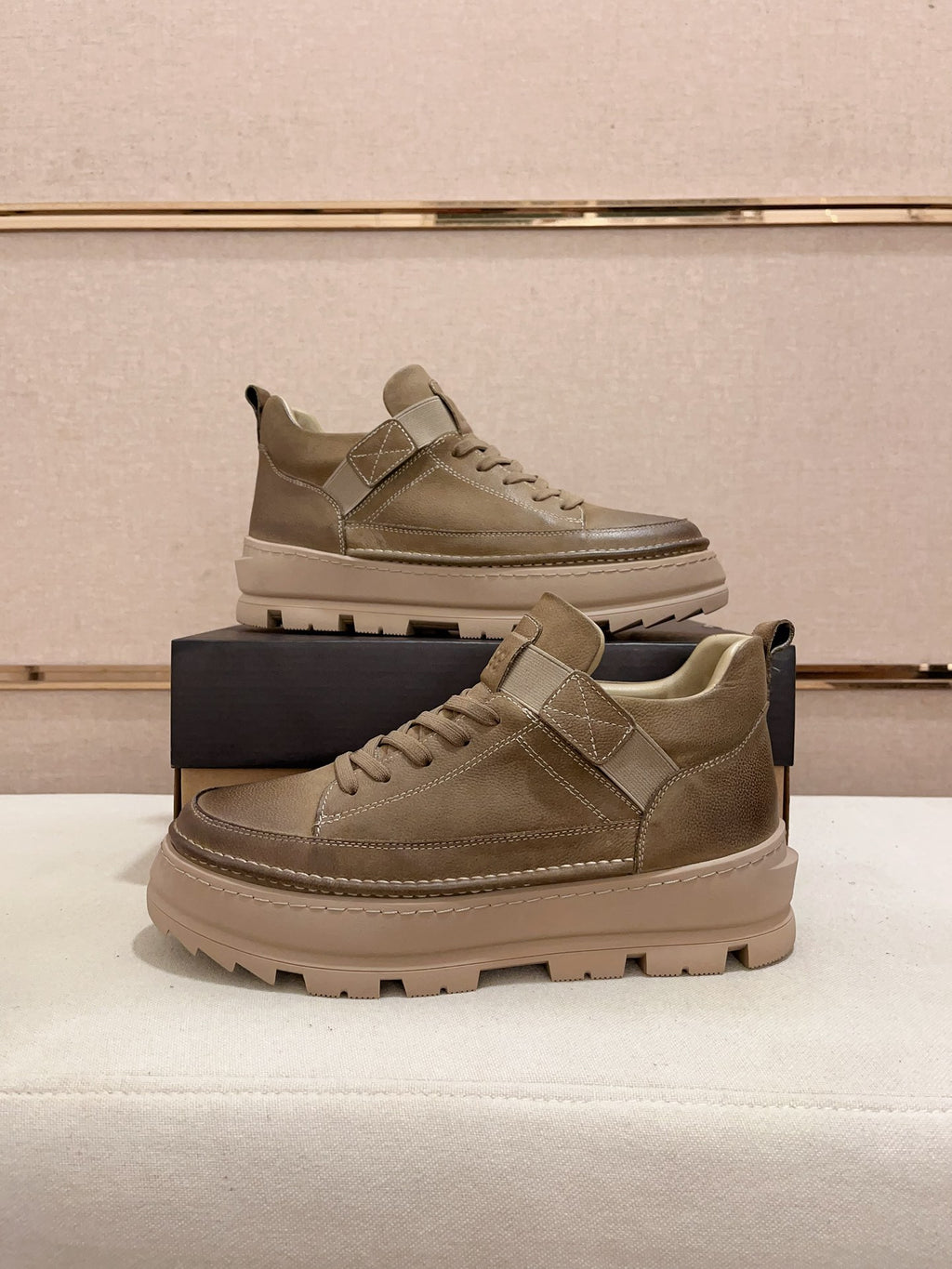 UGG Taupe Strap-Detail Lug-Sole Platform Sneakers