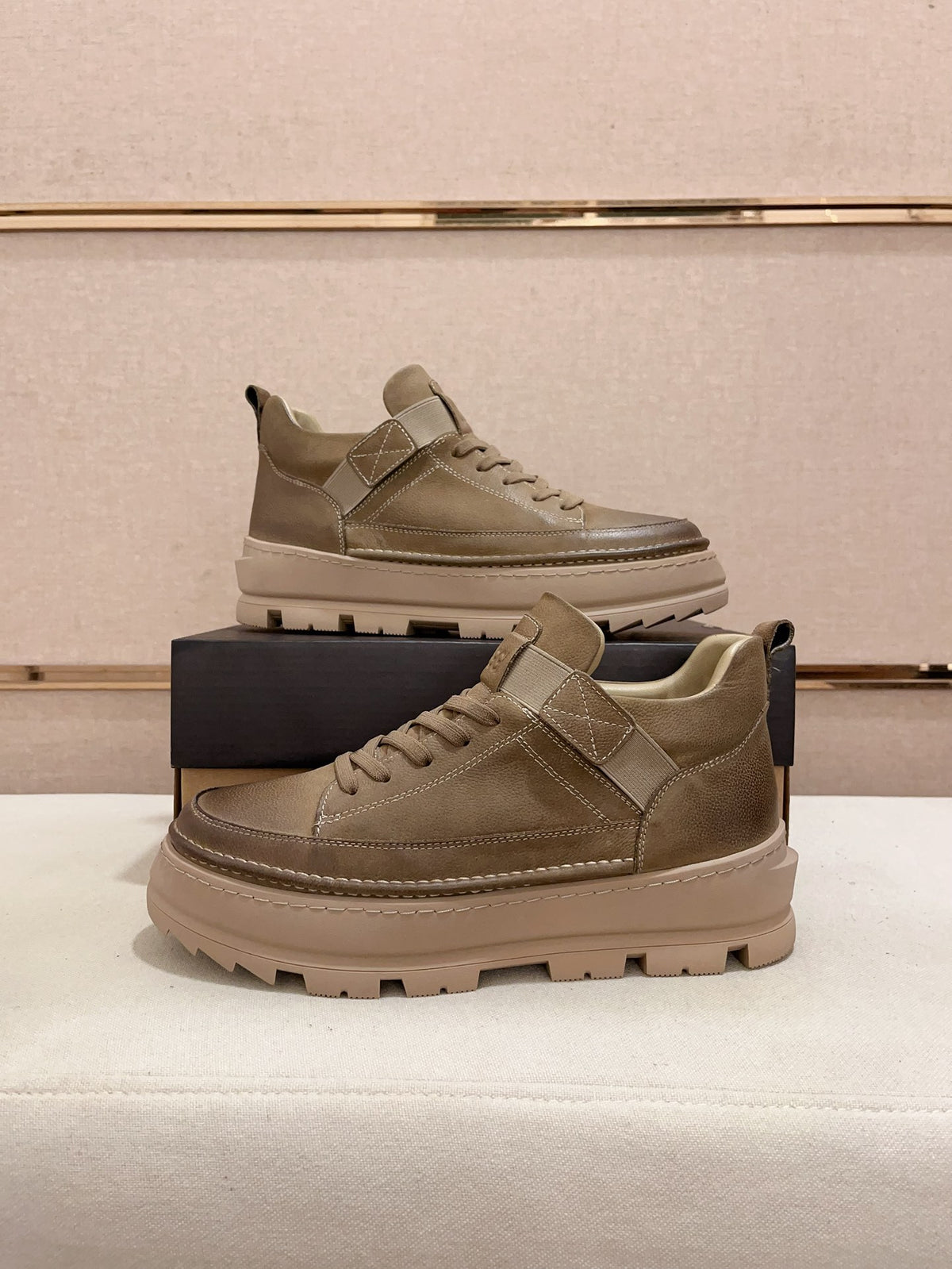 UGG Taupe Strap-Detail Lug-Sole Platform Sneakers