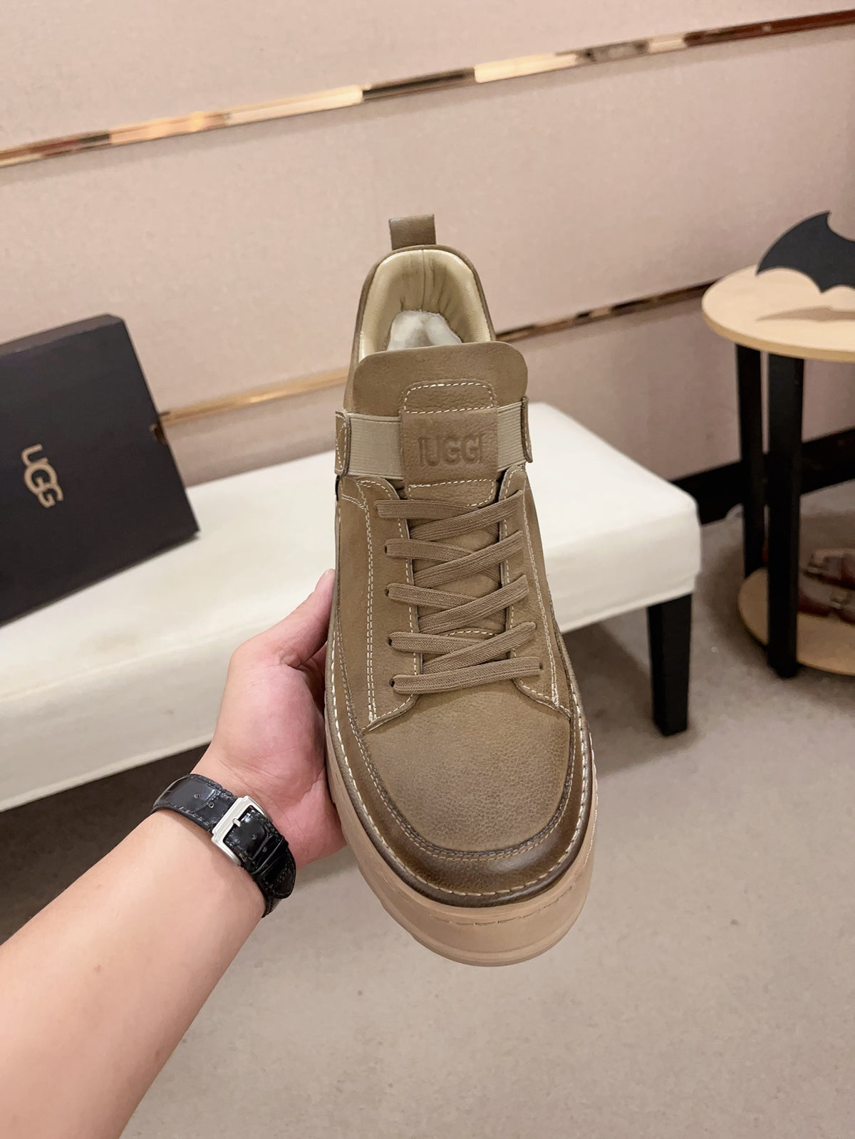 UGG Taupe Strap-Detail Lug-Sole Platform Sneakers