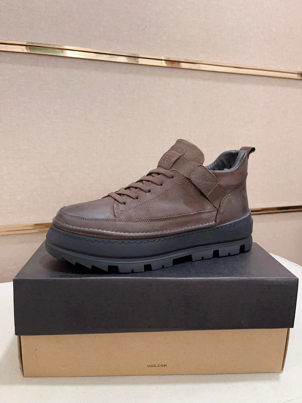 UGG Brown Strap-Detail Lug-Sole Platform Sneakers