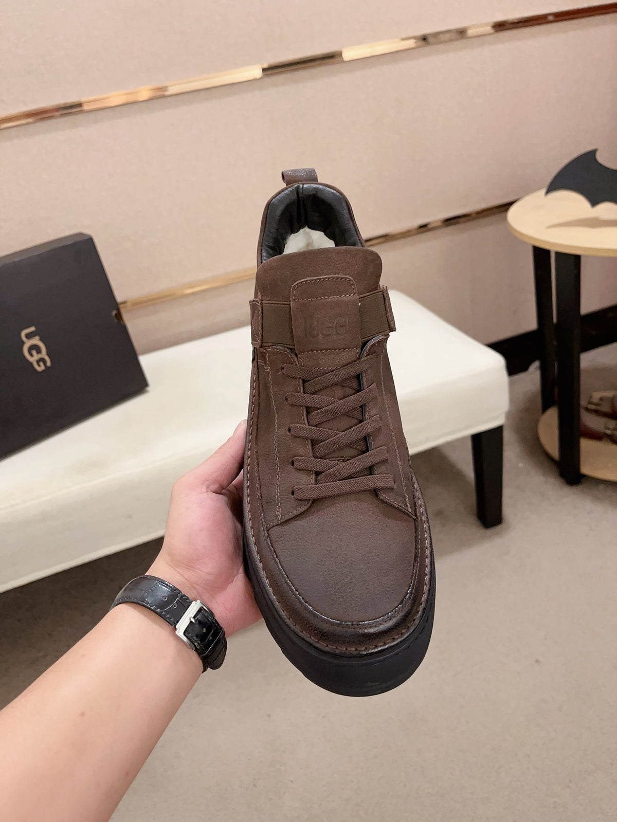 UGG Brown Strap-Detail Lug-Sole Platform Sneakers