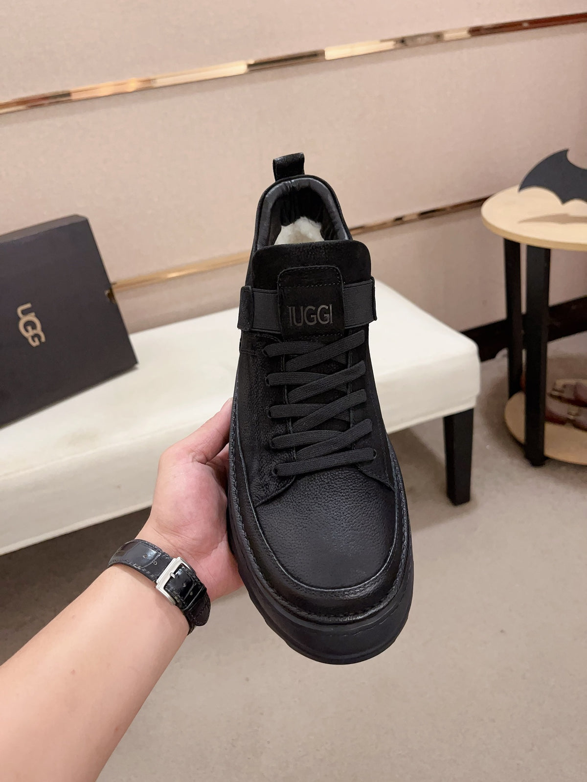 UGG Black Strap-Detail Lug-Sole Platform Sneakers