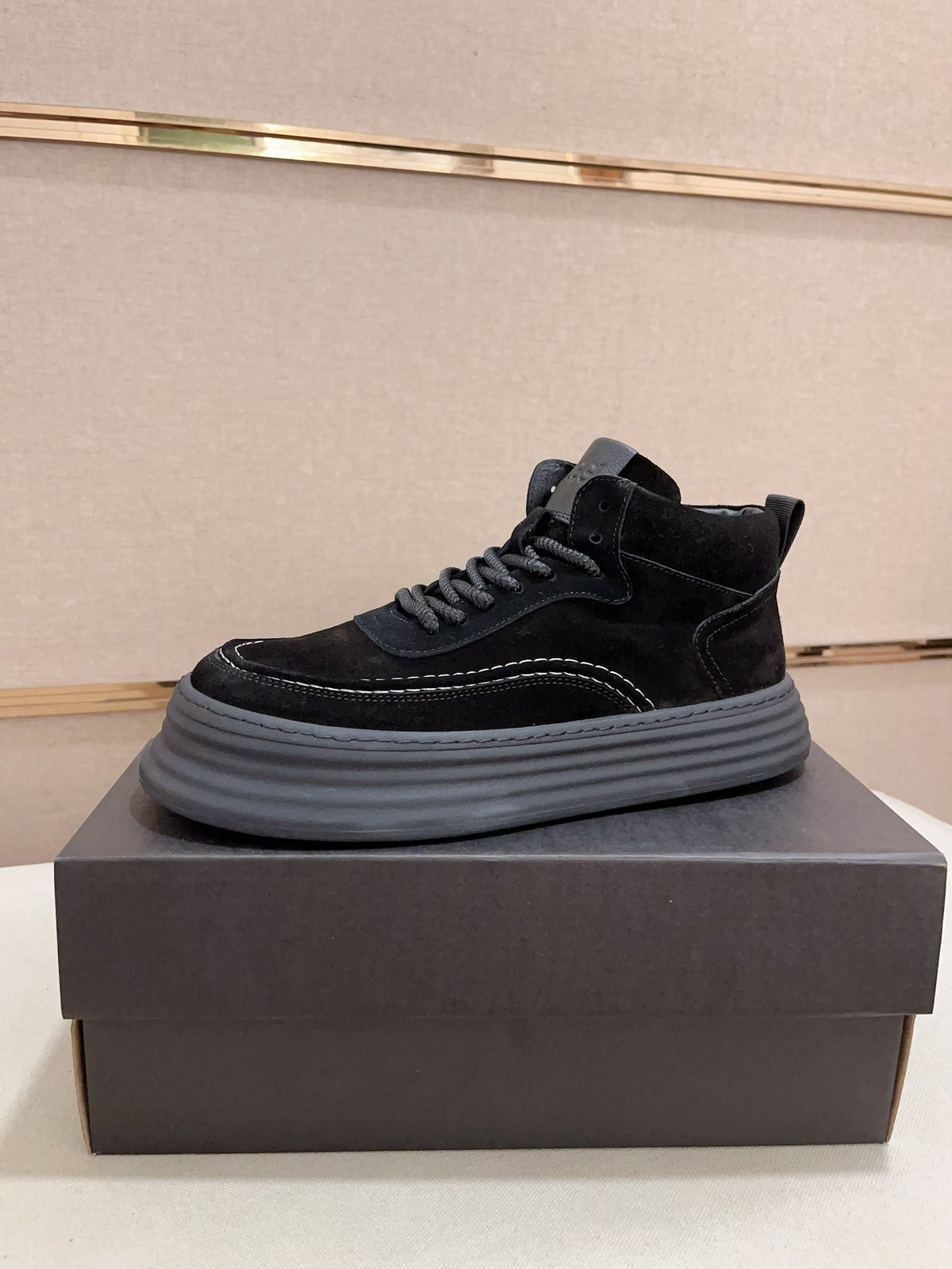 UGG Black High-Top Ribbed-Platform Sneakers