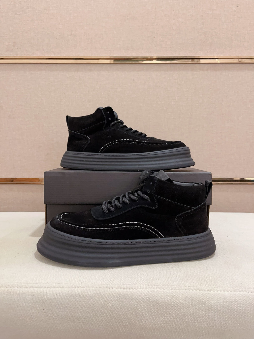 UGG Black High-Top Ribbed-Platform Sneakers