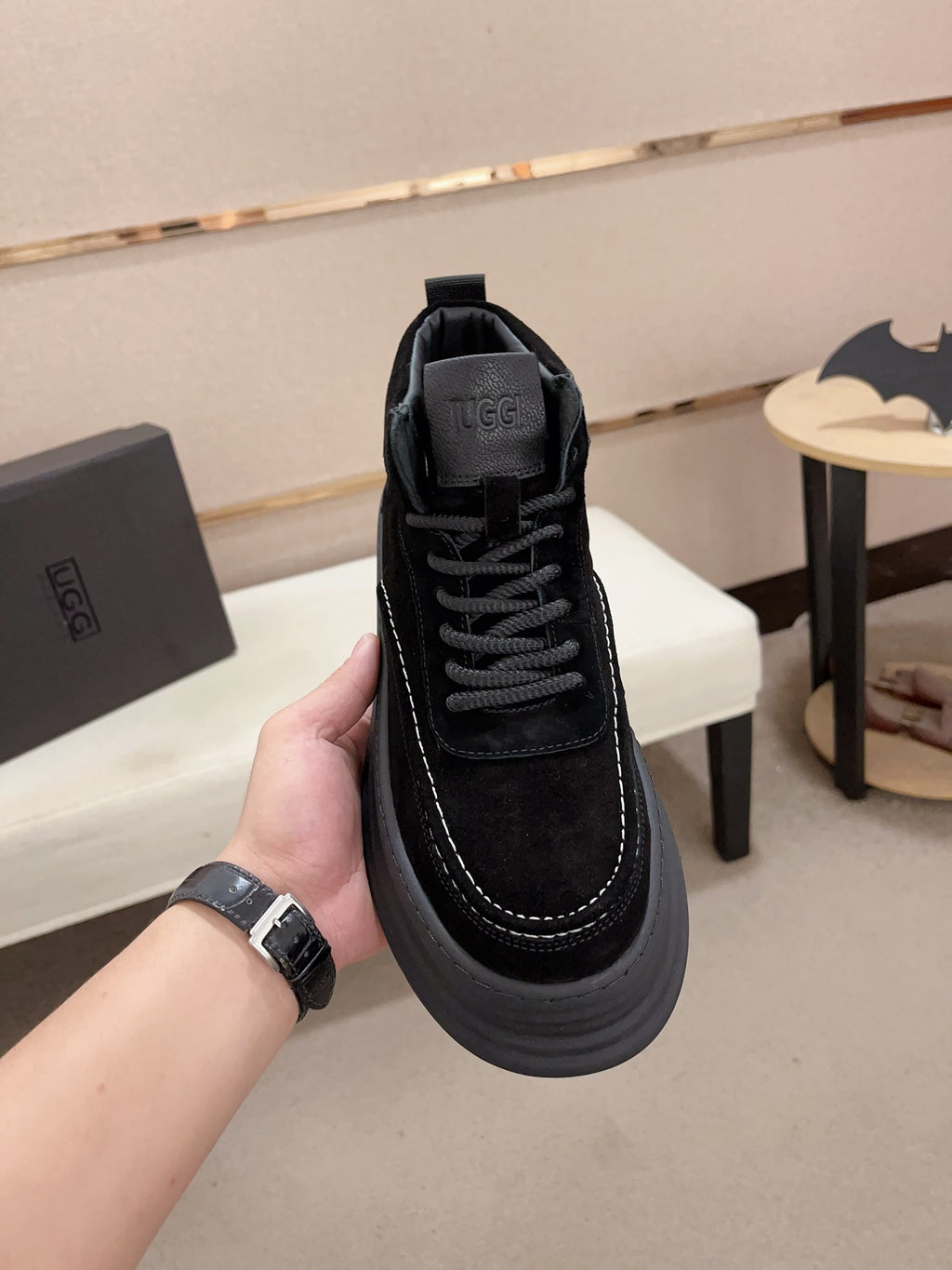 UGG Black High-Top Ribbed-Platform Sneakers