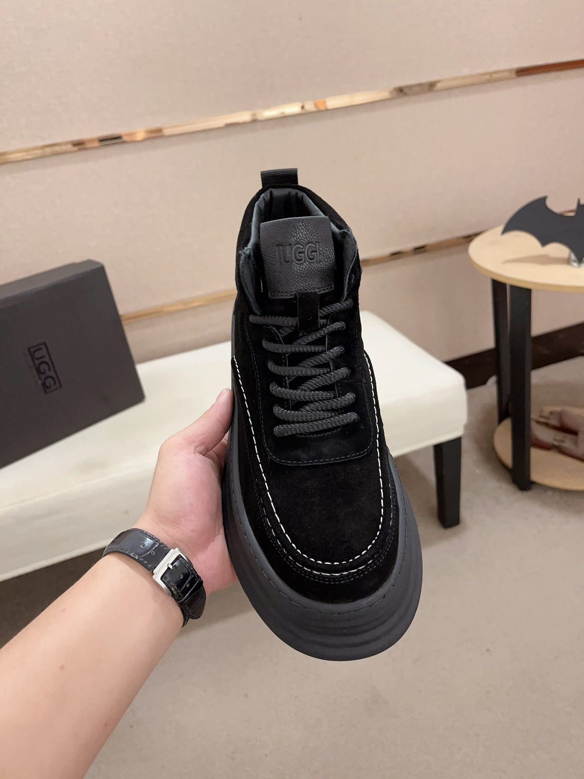 UGG Black High-Top Ribbed-Platform Sneakers