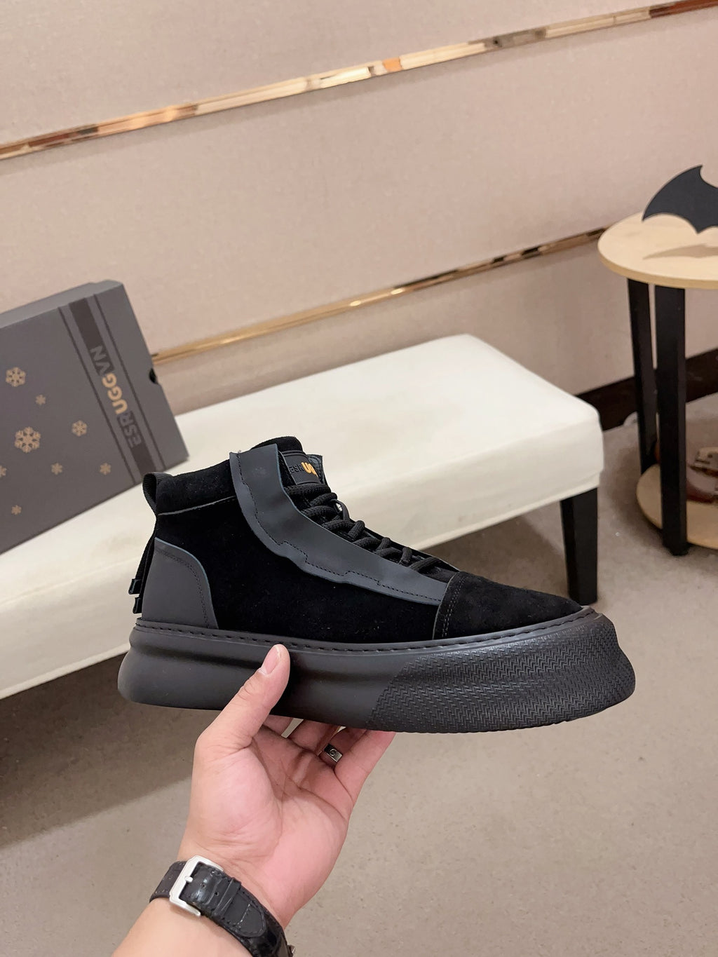 UGG Black Contrast-Panel High-Top Platform Sneakers