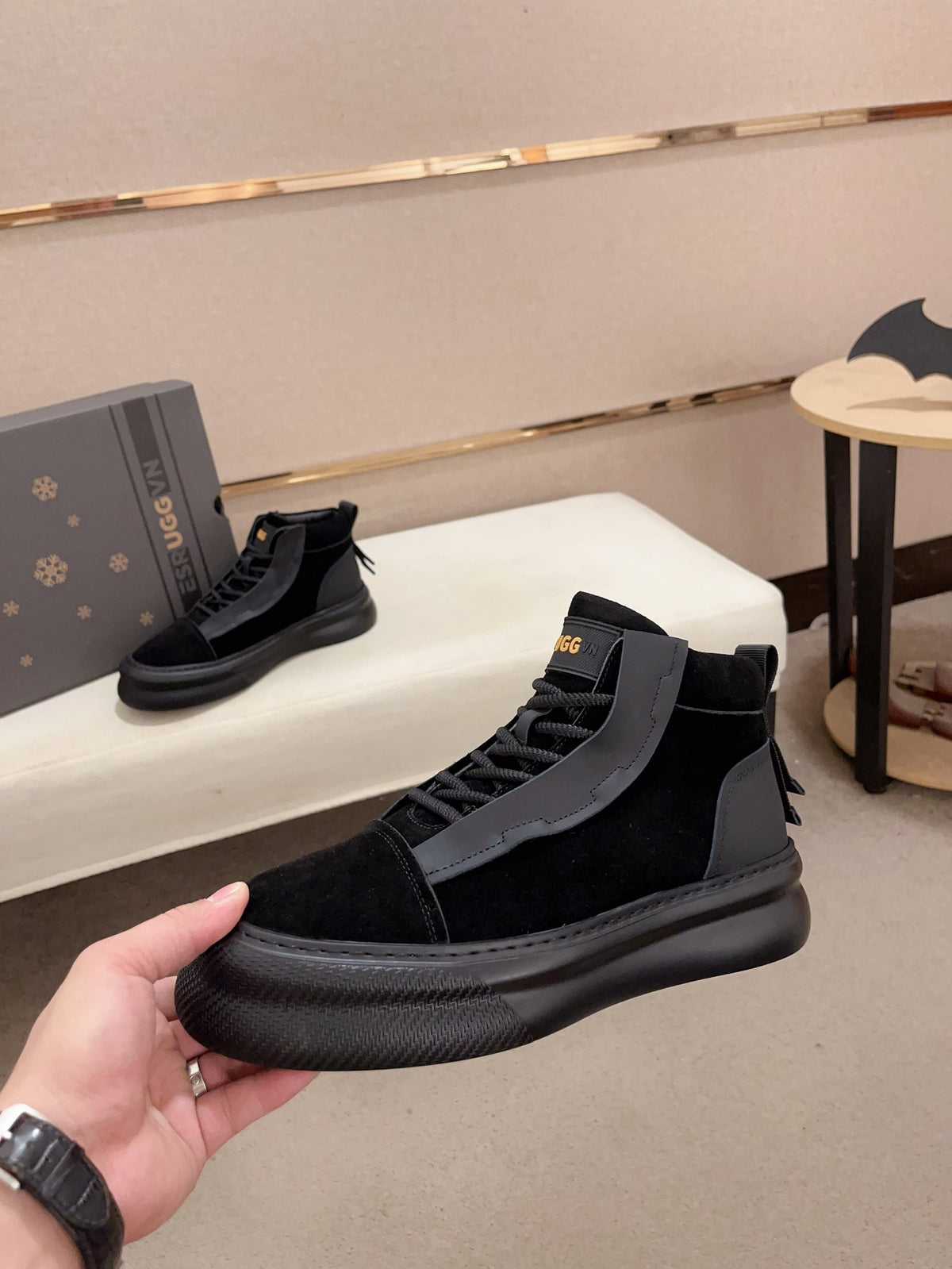 UGG Black Contrast-Panel High-Top Platform Sneakers