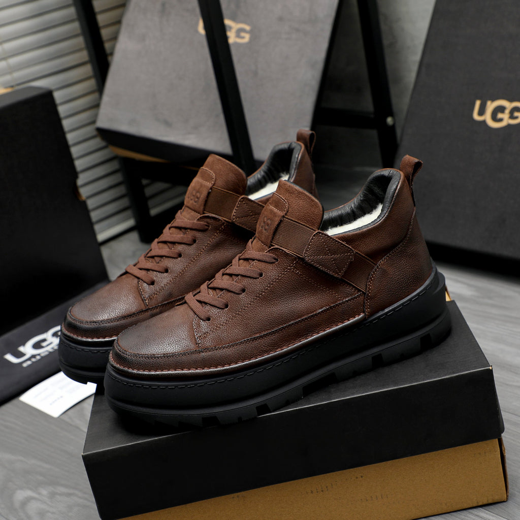 UGG Brown Strap-Detail Lug-Sole Ankle Boots