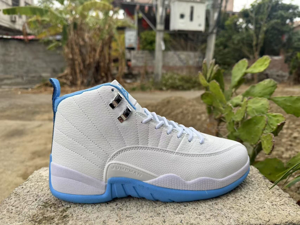 Air Jordan 12 Retro High-Top Sneakers – White & Sky Blue