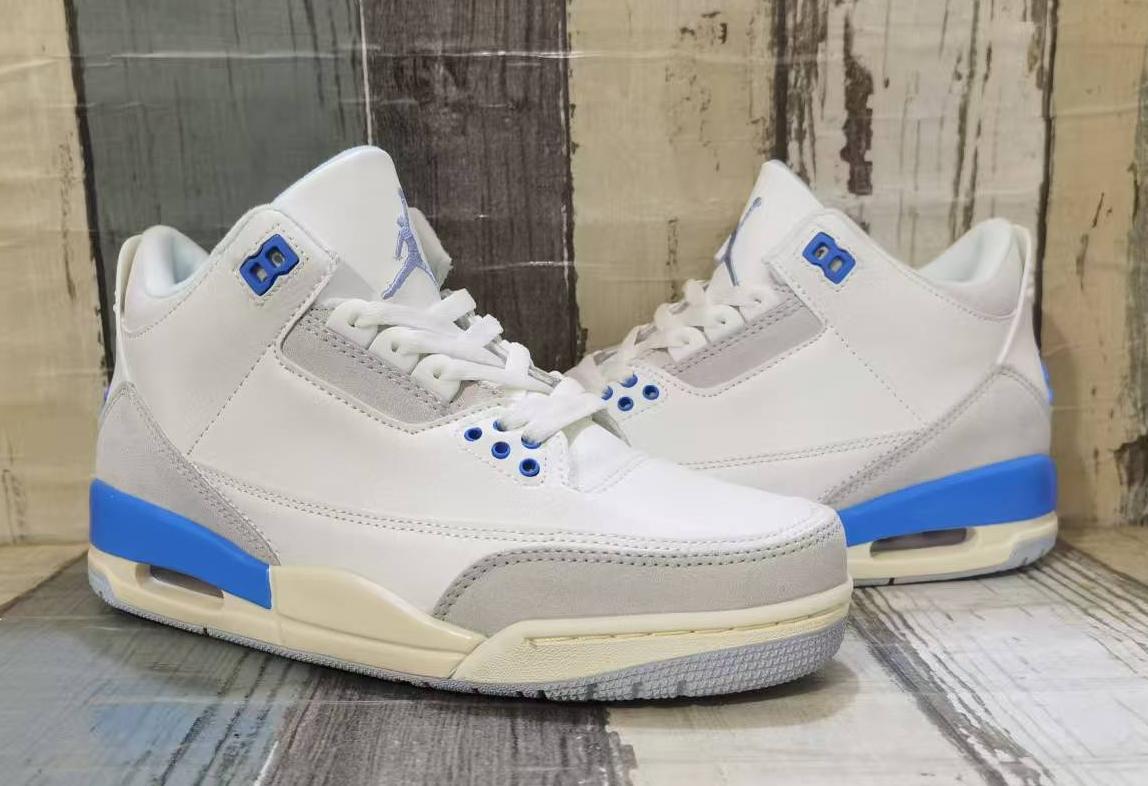Air Jordan 3 Retro White, Grey & Blue Sneakers