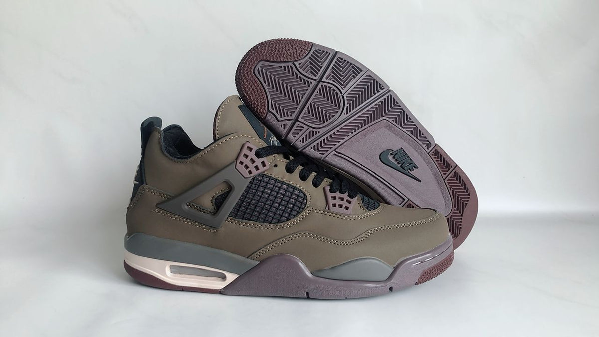 Air Jordan 4 Brown Sneakers with Mauve & Gray Details