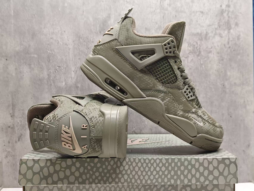 Air Jordan 4 Retro Military Mamba Custom Olive Sneakers