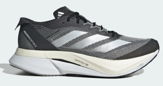 adidas Adizero Boston 12 Women's Running Shoes – Black & White
