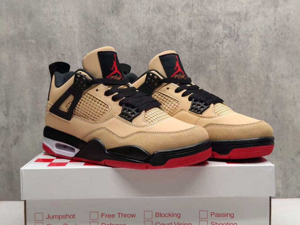 Air Jordan 4 Retro Pizza Tan & Red Sneakers