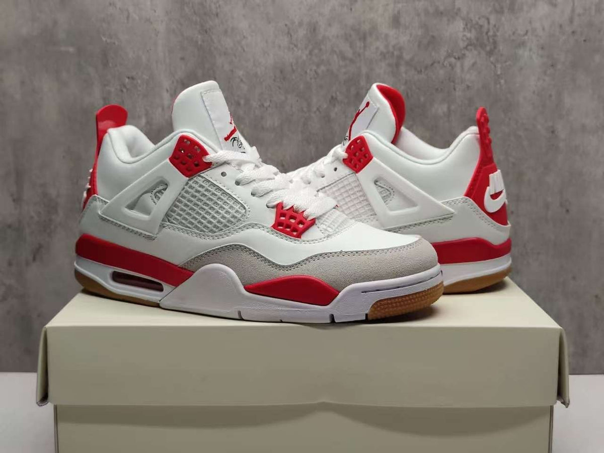 Air Jordan 4 Retro Ruby White & Red Sneakers