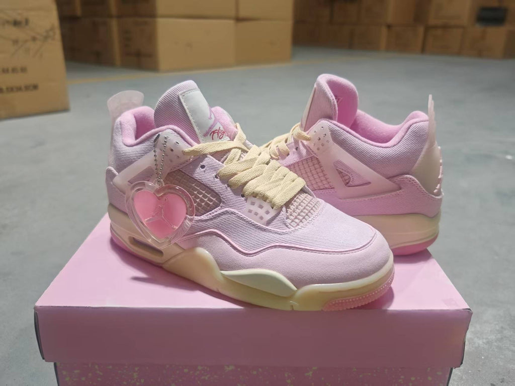 Air Jordan 4 Pink & Cream Lace-Up Sneakers