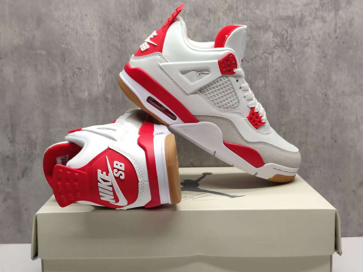 Air Jordan 4 Retro Ruby White & Red Sneakers