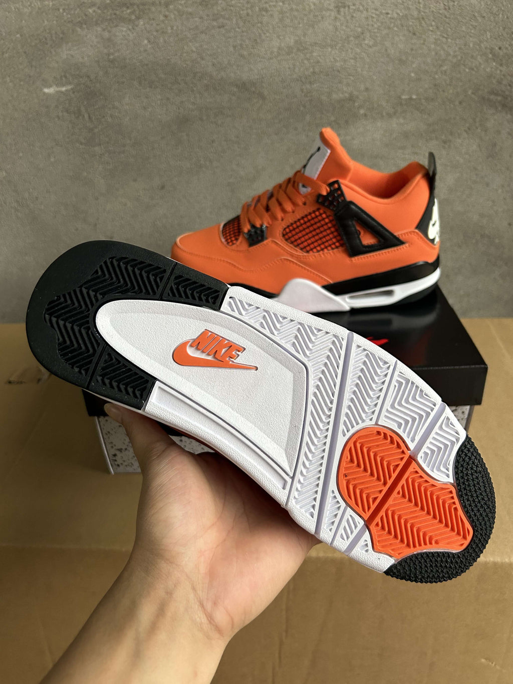 Air Jordan 4 Sneakers – Orange & Black