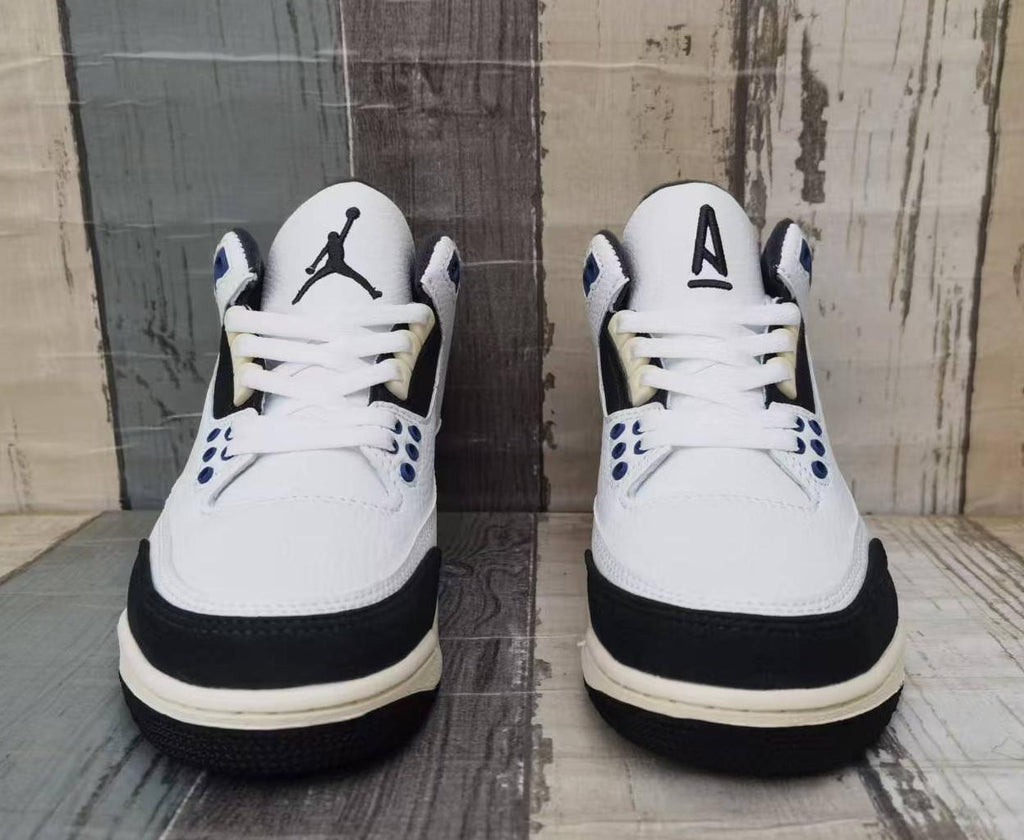 Air Jordan 3 Retro White, Black & Blue Sneakers